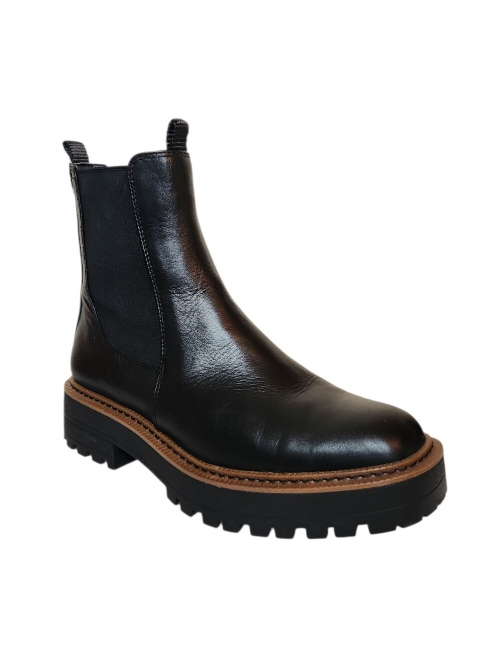 Sam Edelman Laguna Waterproof Black Leather Chelsea Lug Sole Boots 7M